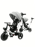 Baby Tricycle,6-in-1 Baby Push Bike Steer Stroller,Learning Toddler Bike/Detachable Guardrail,Adjustable Canopy