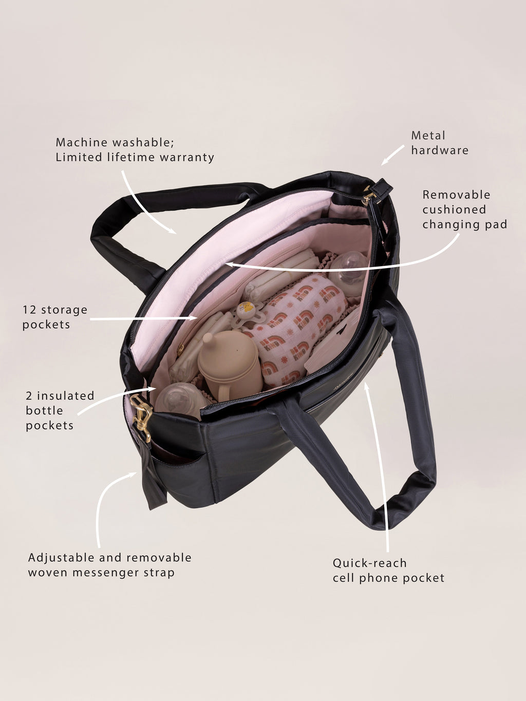 JuJuBe Utility-Strap Tote Diaper Bag - Black