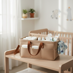 Baby Felt Storage Nursery Organizer Basket Infant Diaper Bag with Handle Caddy Changing Nappy Kids Storage Carrier Large Pocket