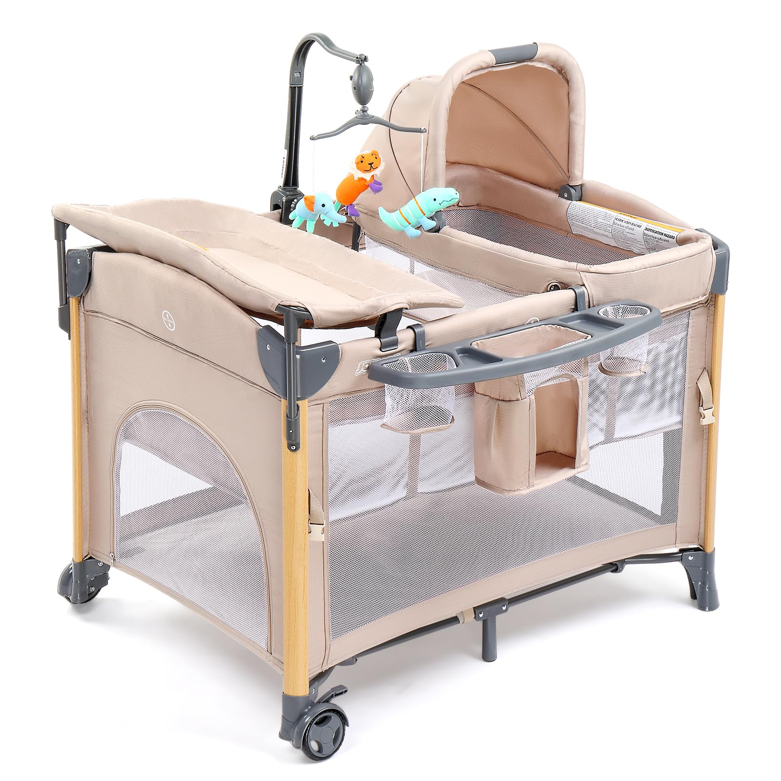 JOYMOR 7 in 1 Bassinet Bedside Crib All in One Nursery Center Baby Sleeper with Changing Table
