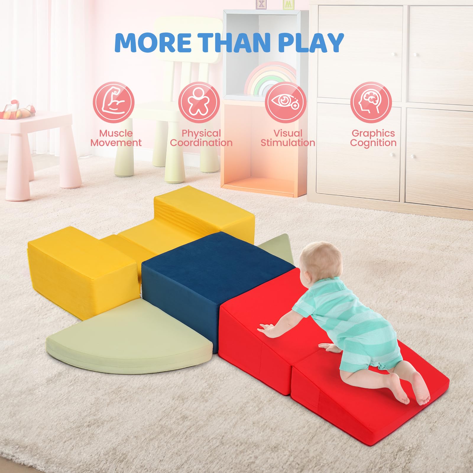 JOYMOR 6-Piece Climbing Toys for Toddlers Soft Play Foam Blocks