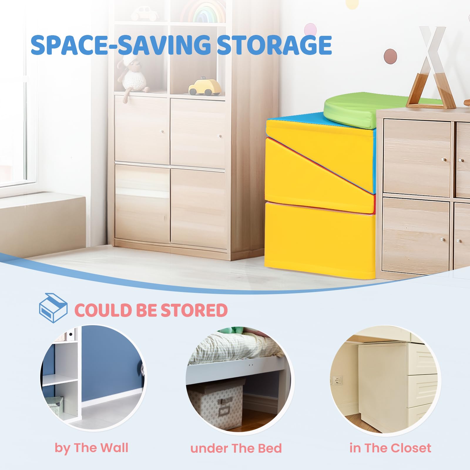 JOYMOR 5-Piece Foam Climbing Blocks for Toddlers with PU Leather