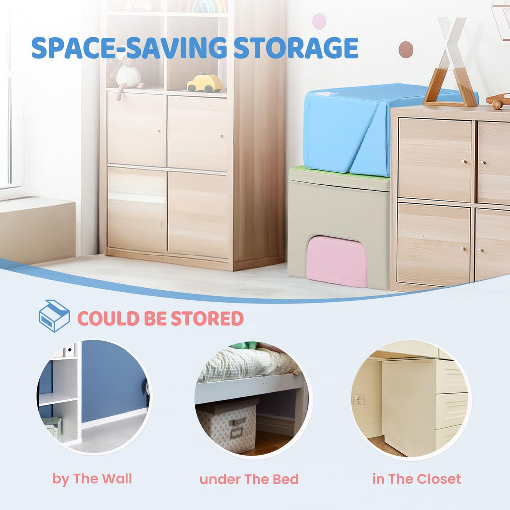 JOYMOR 5-Piece Foam Climbing Blocks for Toddlers with PU Leather