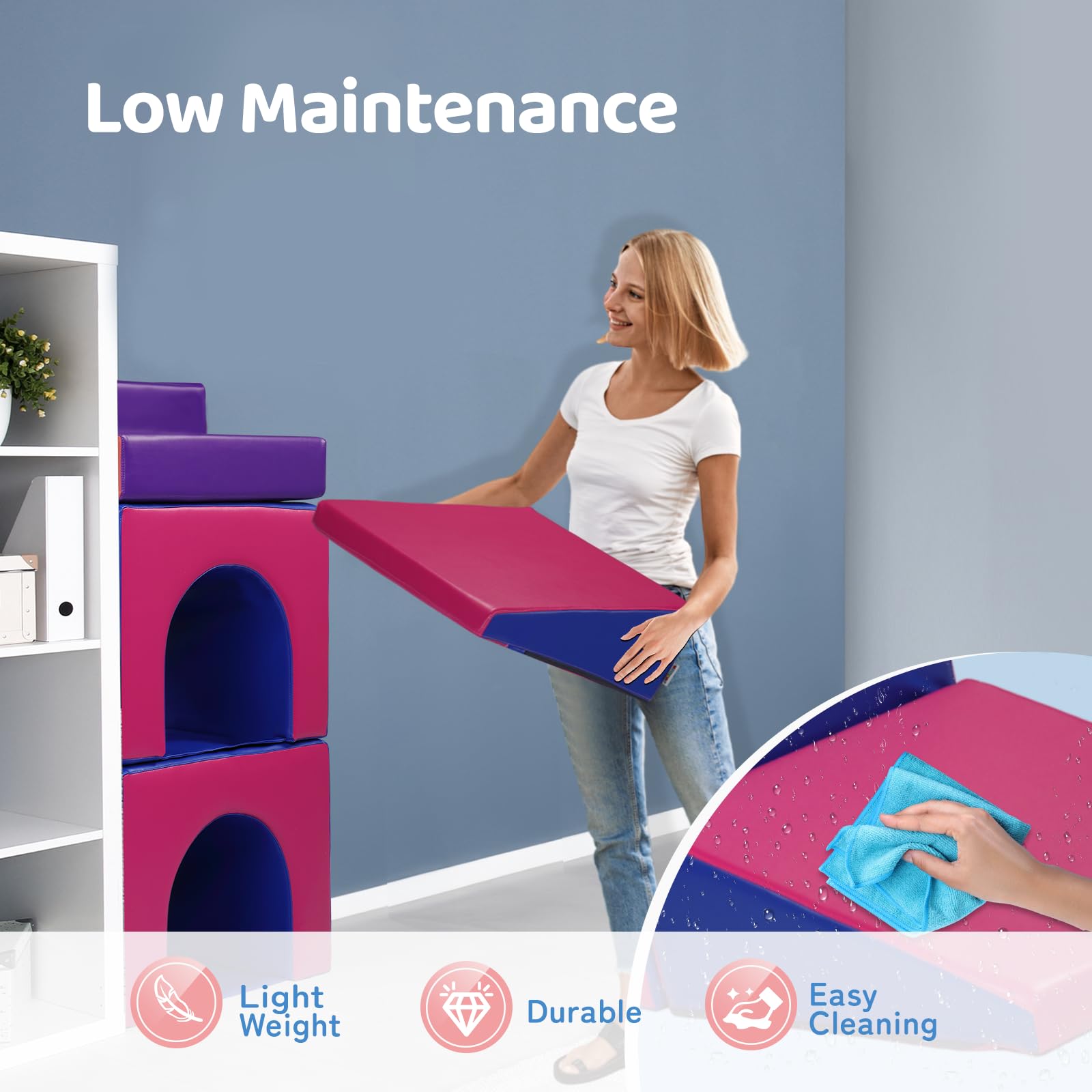 JOYMOR 4-Piece Soft Foam Climbing Blocks And Crawl Activity Playset