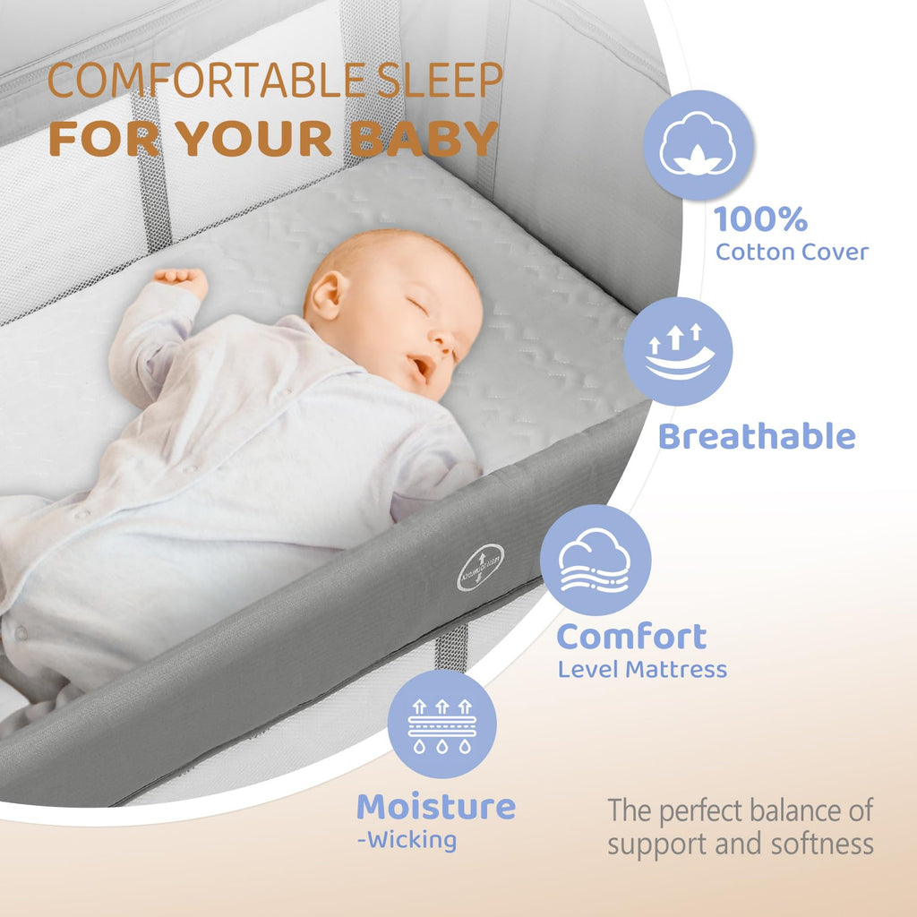 JOYMOR 7 in 1 Bassinet Bedside Crib All in One Nursery Center Baby Sleeper with Changing Table