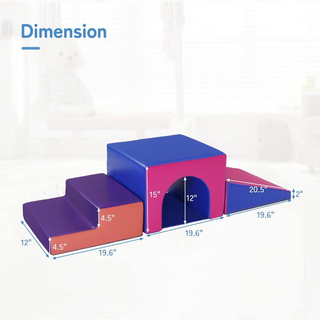 JOYMOR 4-Piece Soft Foam Climbing Blocks And Crawl Activity Playset
