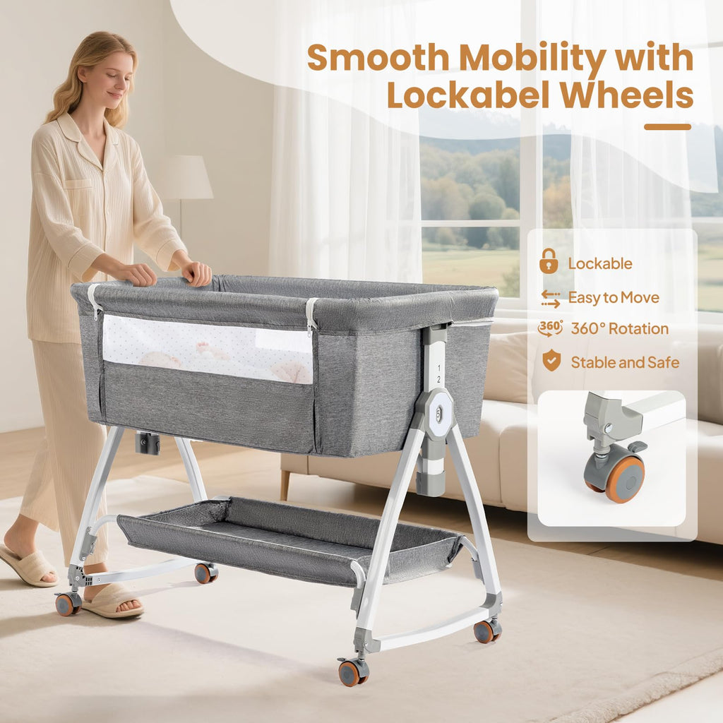 JOYMOR 4 in 1 Baby Bassinet Crib Bedside Sleeper with Changing Table