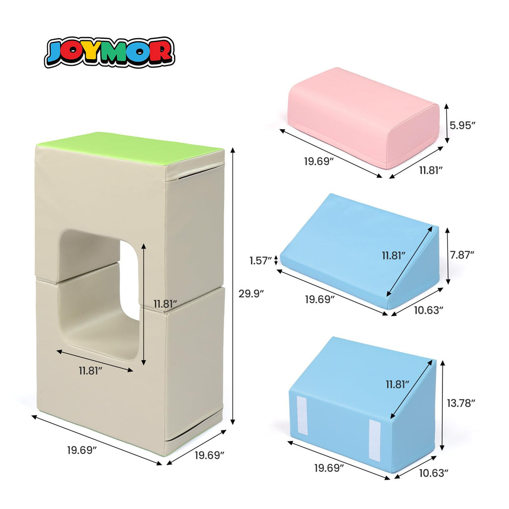 JOYMOR 5-Piece Foam Climbing Blocks for Toddlers with PU Leather