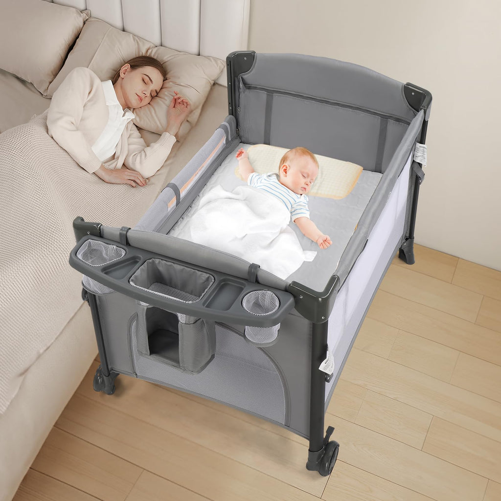 JOYMOR Twin Bassinet Convertible Crib Sleeper Bedside
